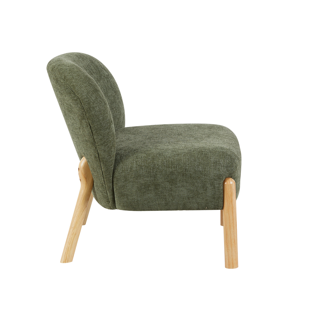Alana in Moss Green, accent chair side view