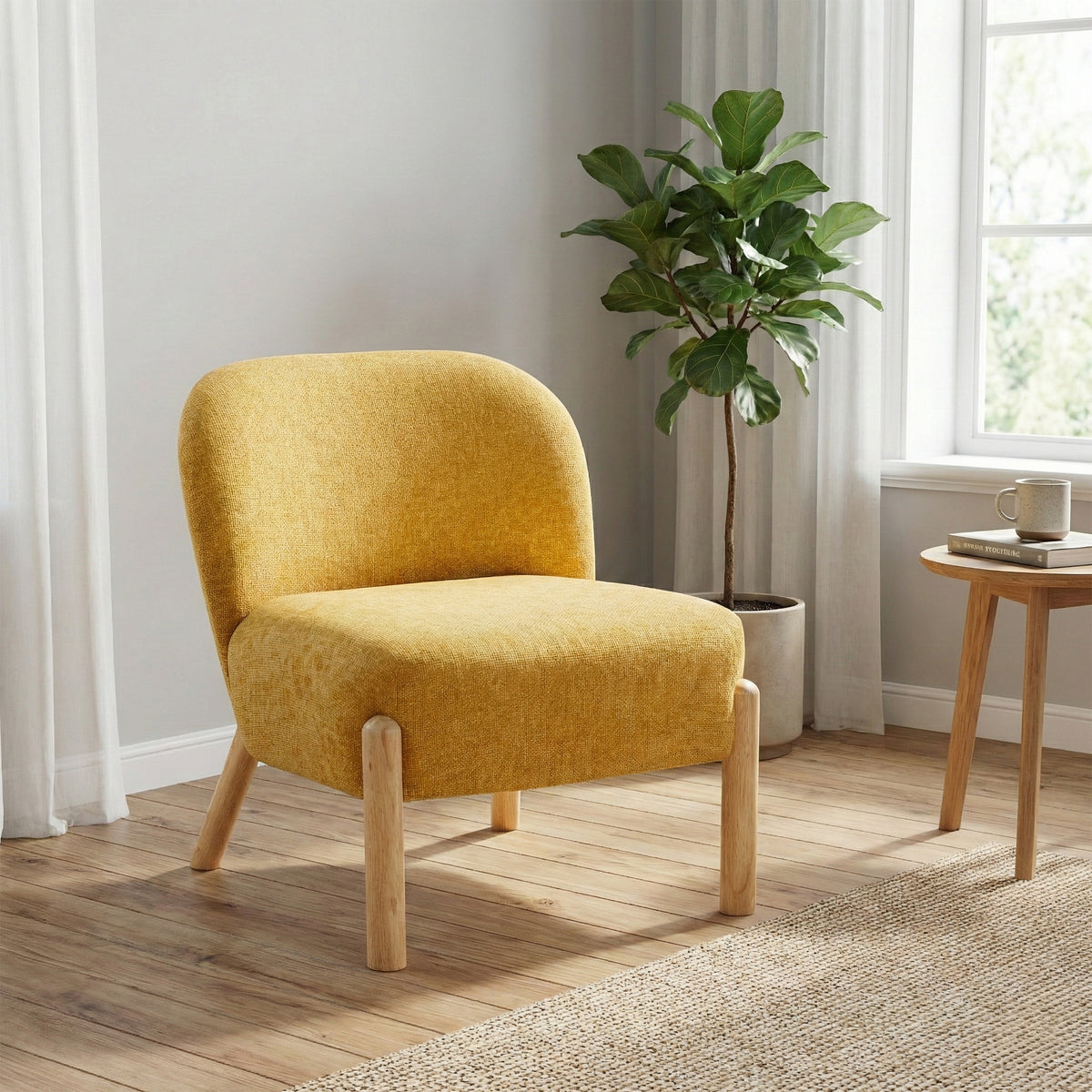 Alana in Ochre, accent chair in a living room