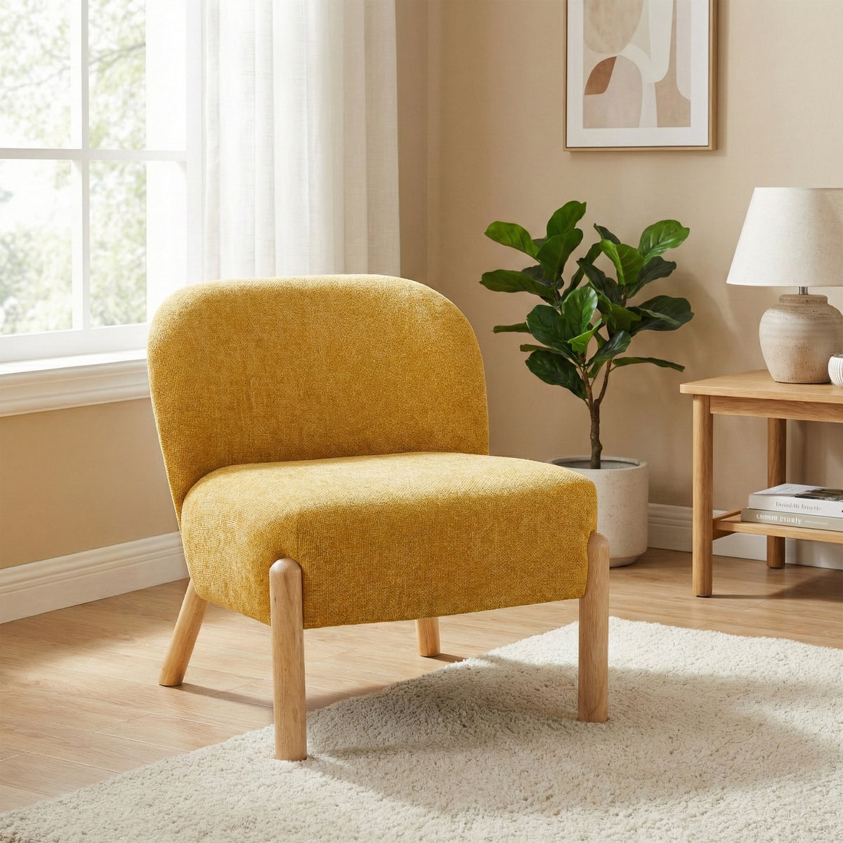 Alana in Ochre, accent chair in another room setting