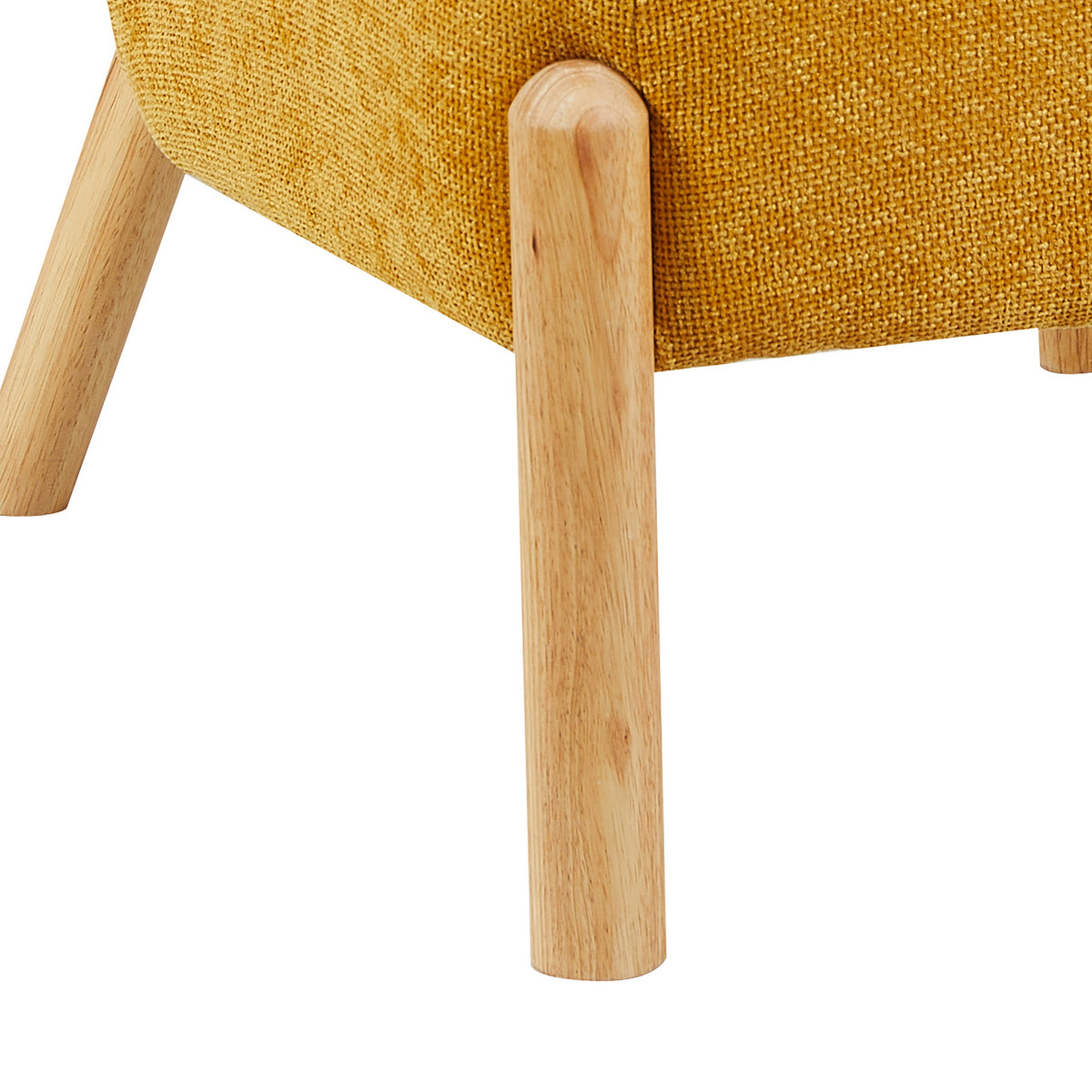 Alana in Ochre, wooden leg and upholstery detail