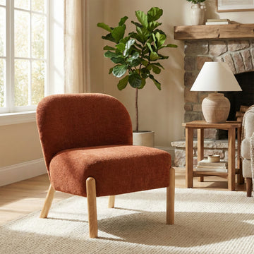 Alana in Rust, accent chair in a living room