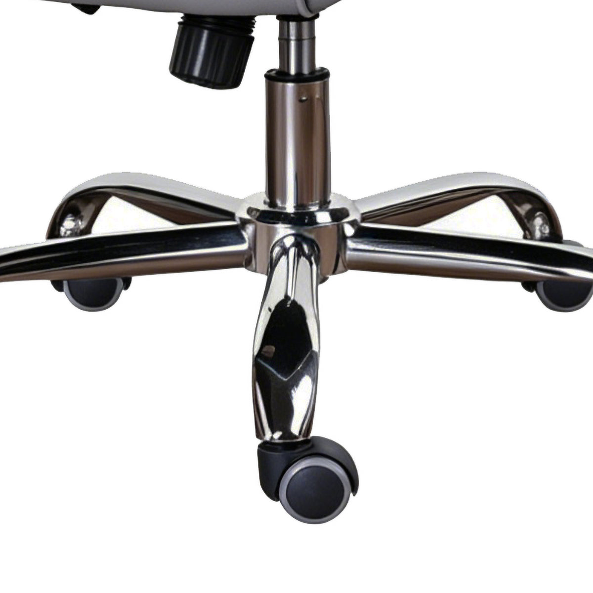 Ambassador Grey PU office chair, chrome five-star base and castors
