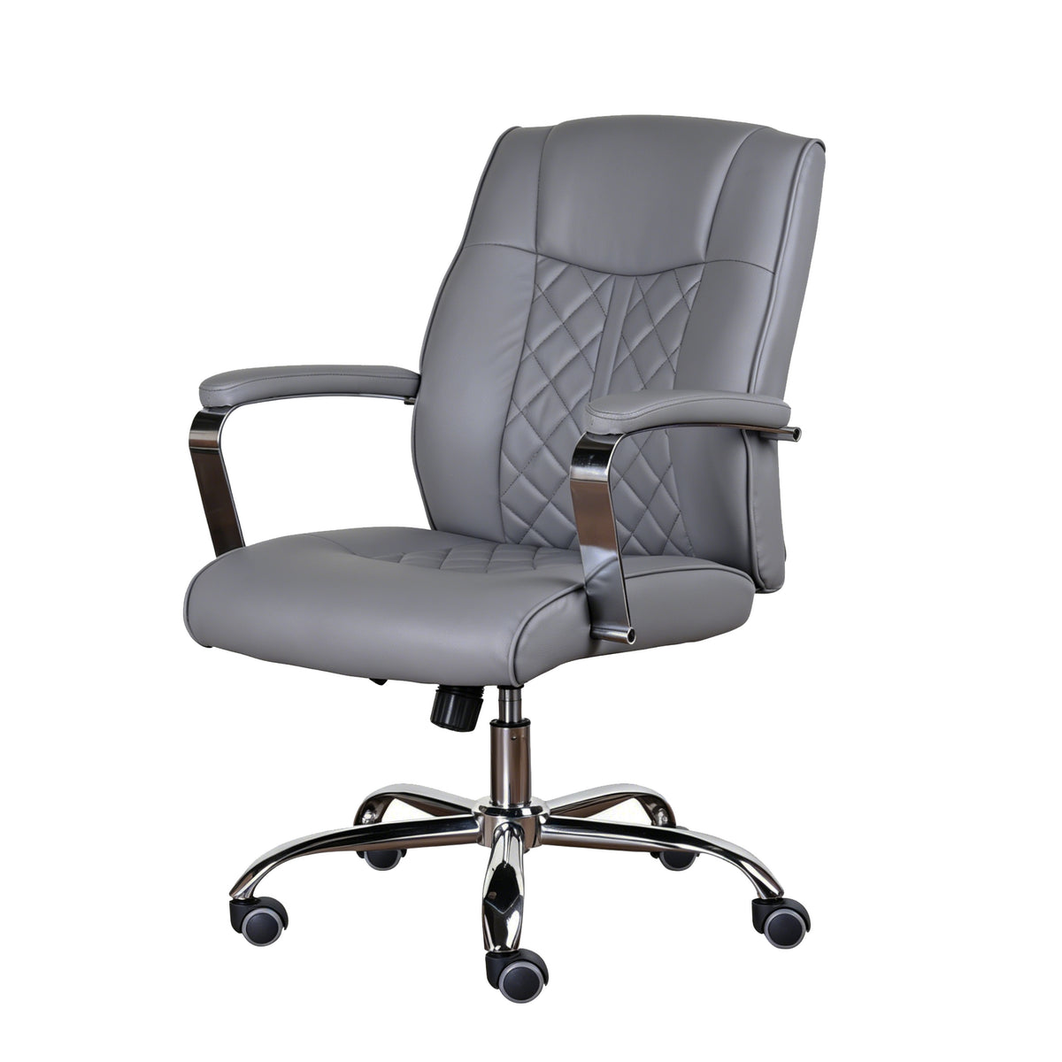 Ambassador Grey PU office chair, front angled view