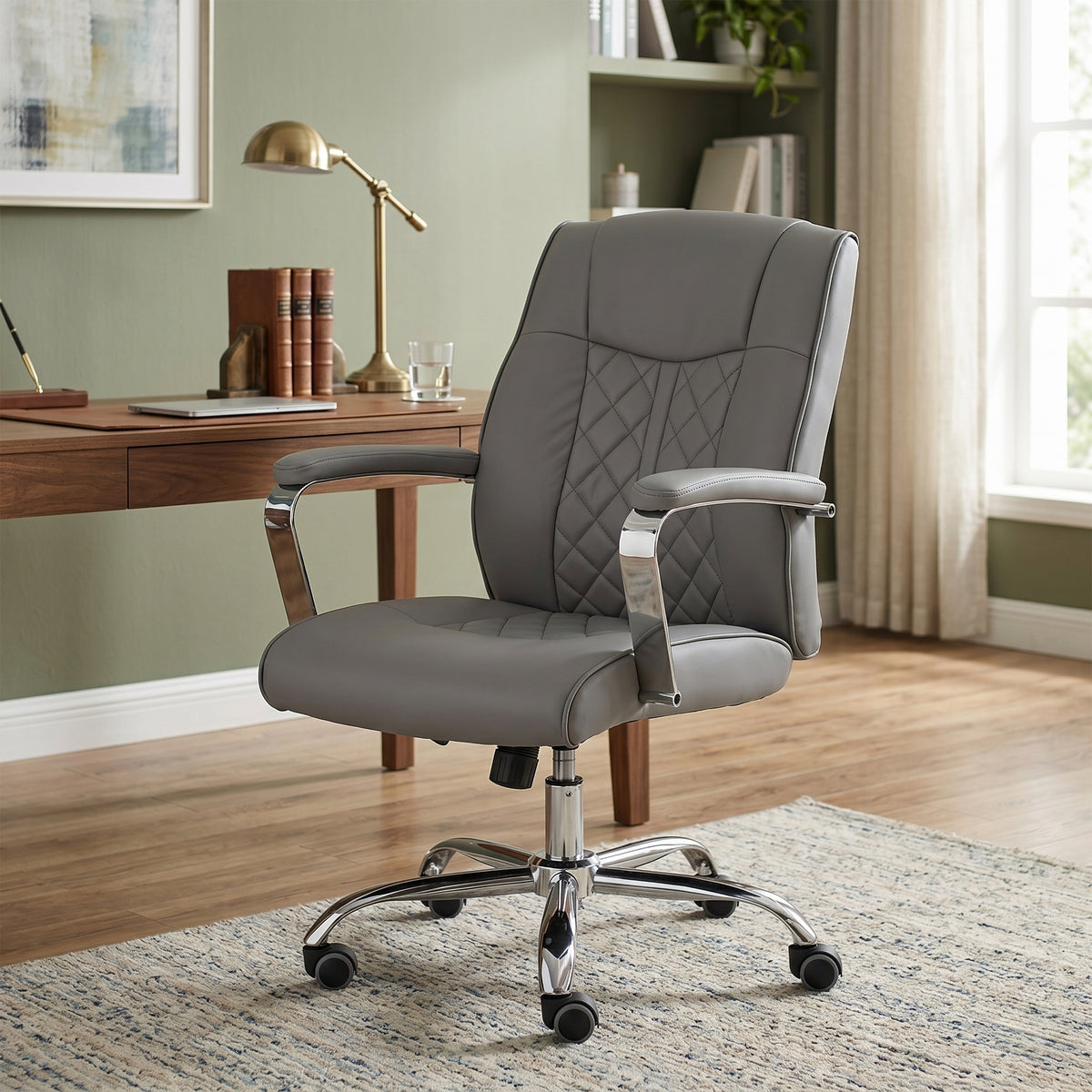 Ambassador Grey PU office chair, room lifestyle view
