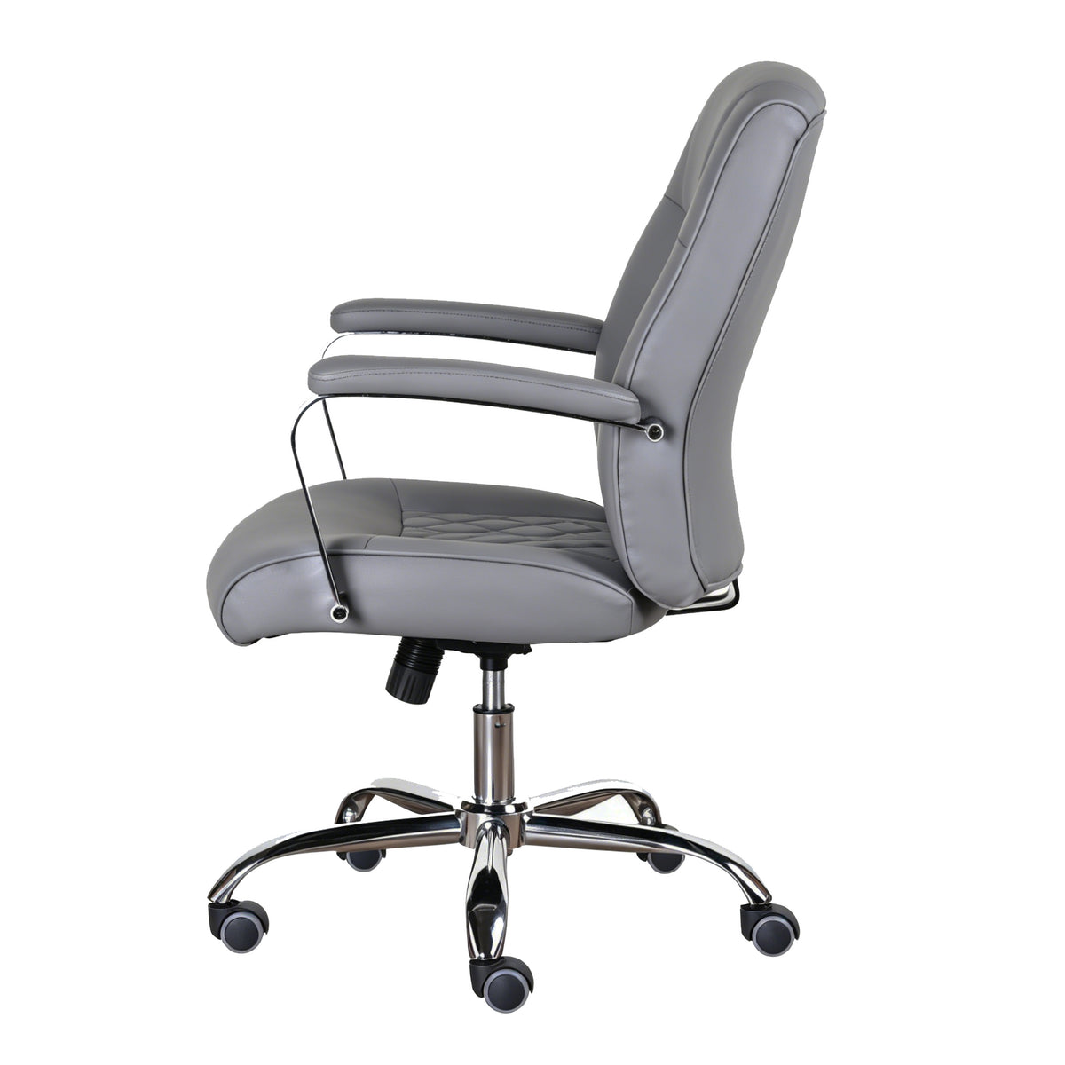 Ambassador Grey PU office chair, side view
