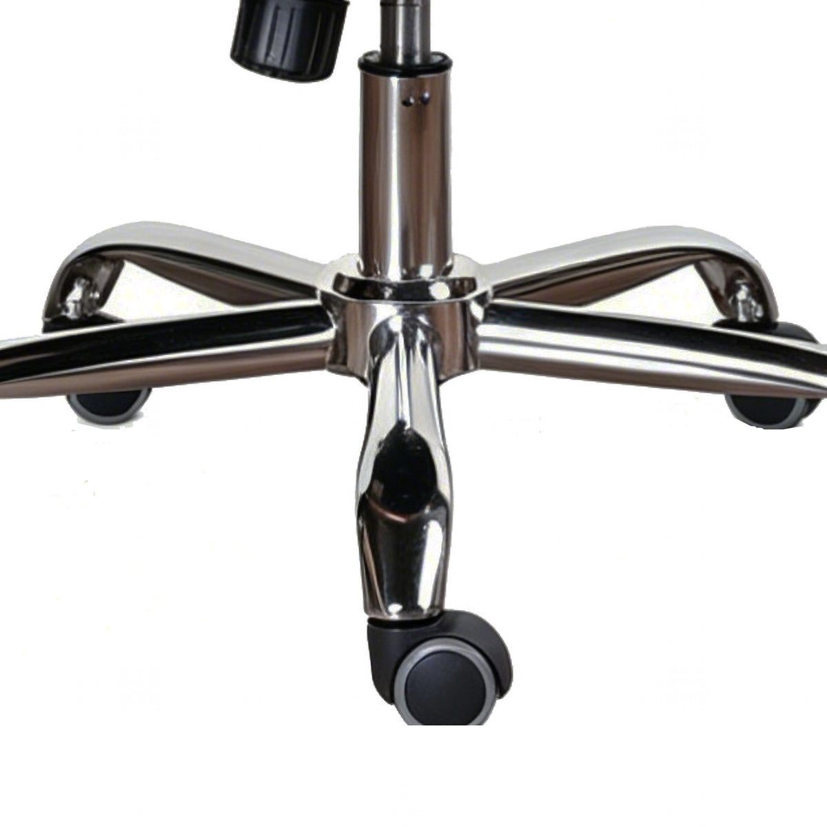 Ambassador Tan PU office chair, chrome five-star base and castors