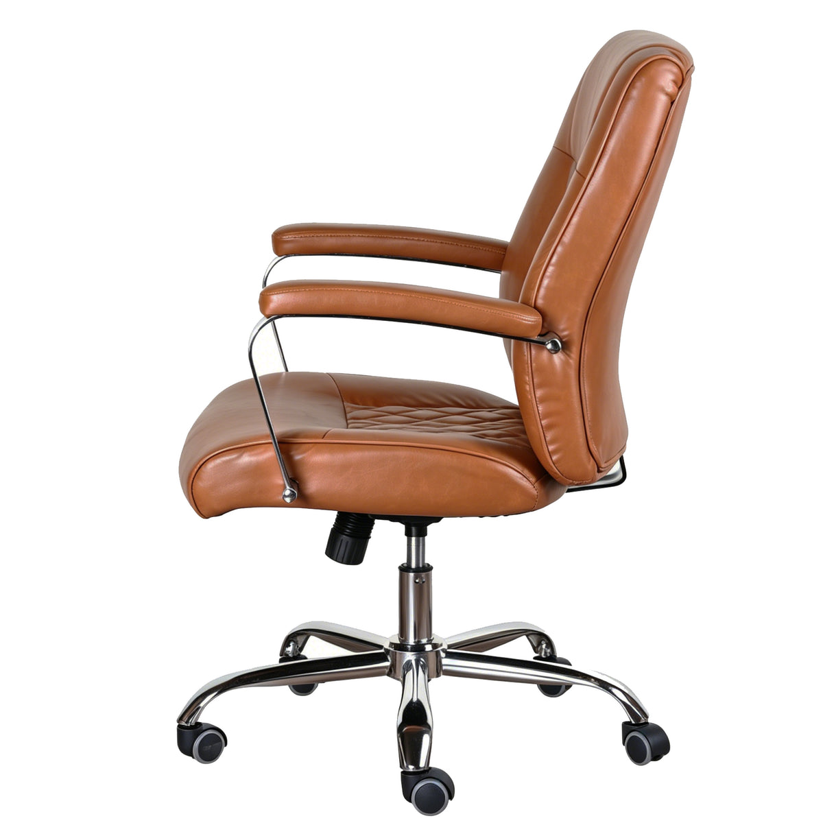 Ambassador Tan PU office chair, side view