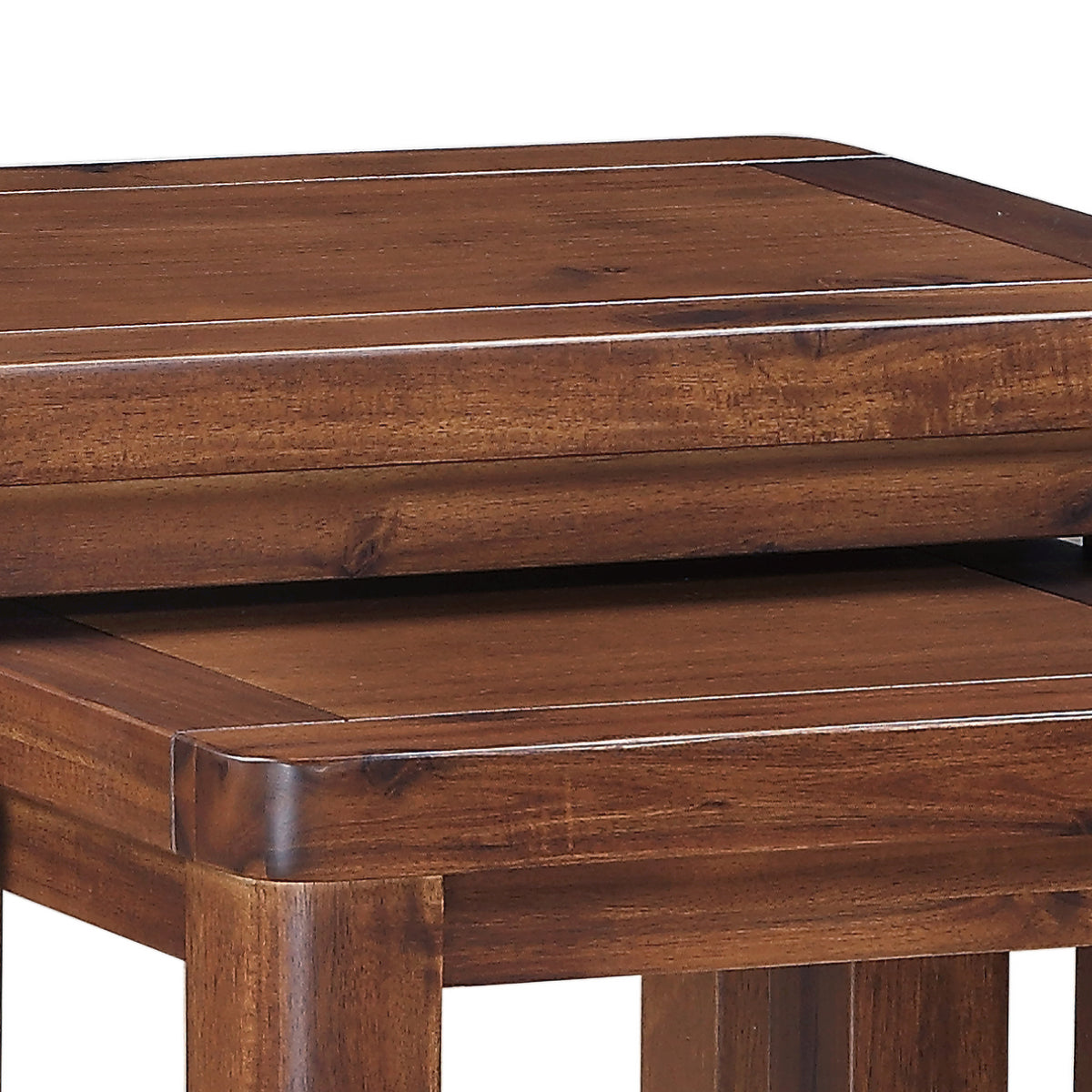 Andorra Acacia Nest of 2 Tables, nested table detail