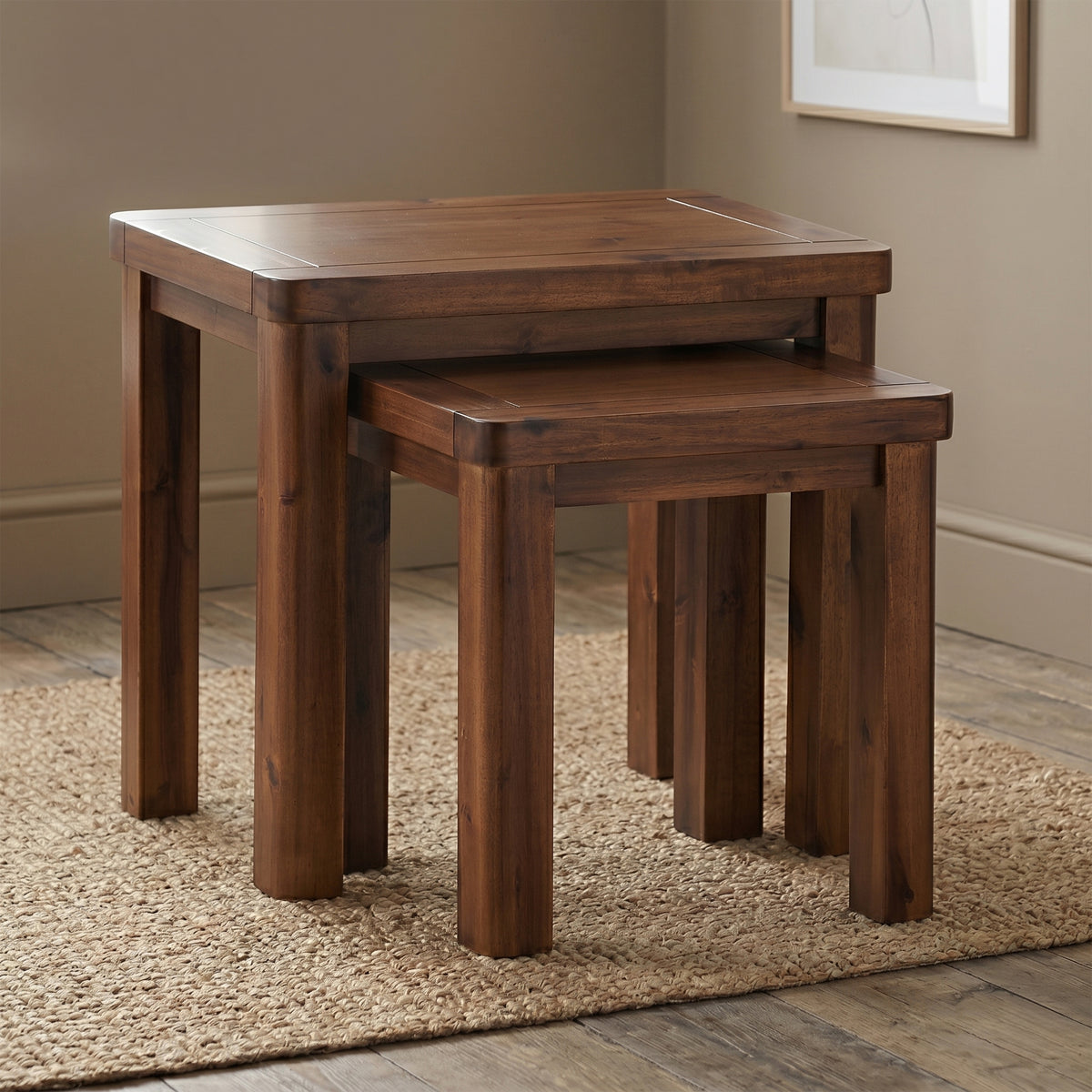 Andorra Acacia Nest of 2 Tables, room setting