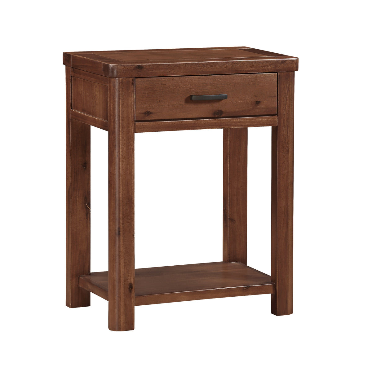 Andorra Acacia 1 Drawer Console Table, isolated front view
