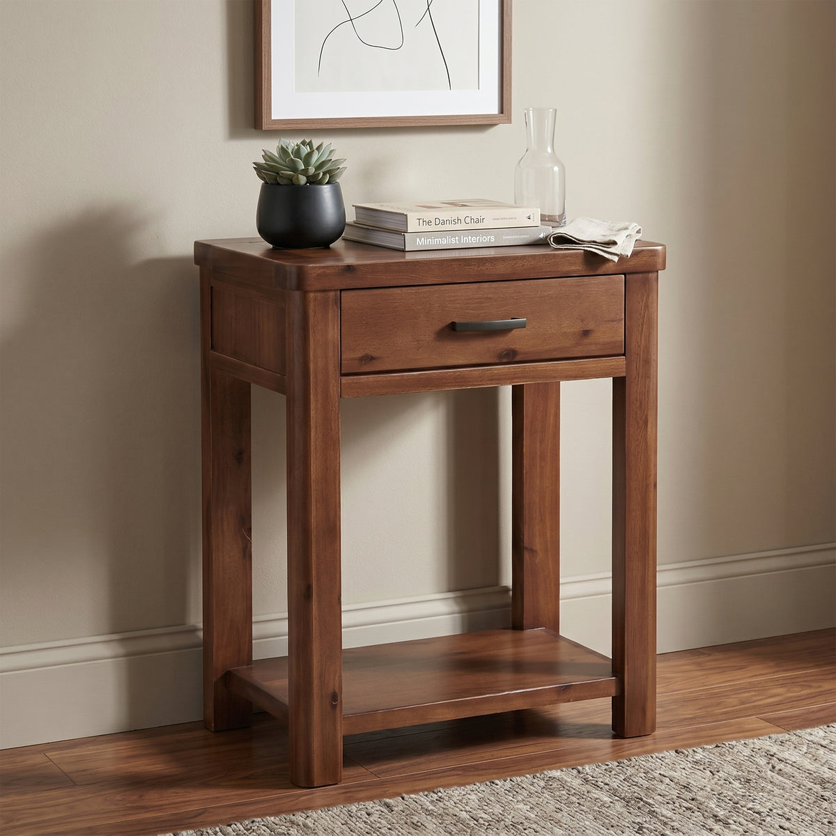 Andorra Acacia 1 Drawer Console Table, room setting