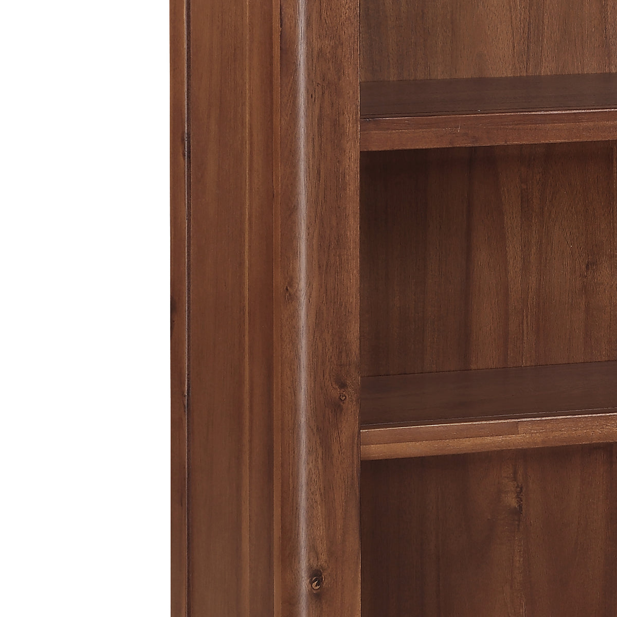 Andorra Acacia Low Bookcase, vertical shelf divider detail