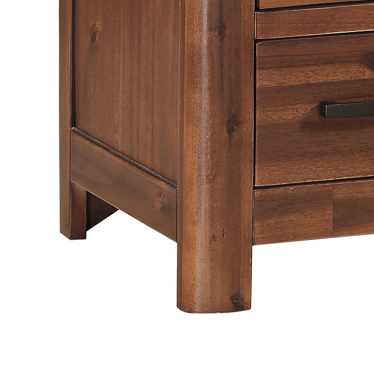 Andorra Acacia Straight TV Unit, leg and drawer detail