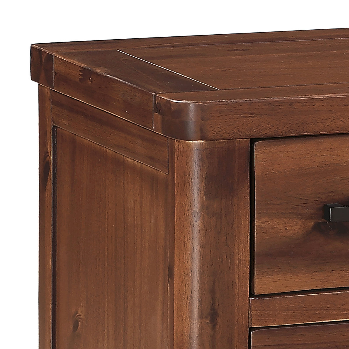 Andorra Acacia Straight TV Unit, curved top detail