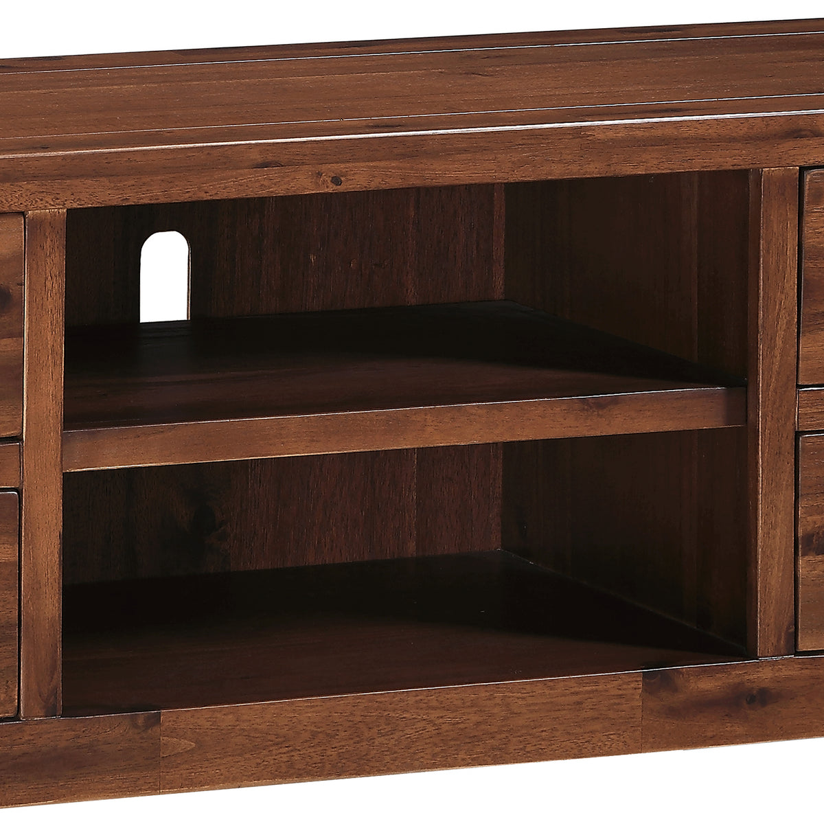 Andorra Acacia Straight TV Unit, shelving and cable opening