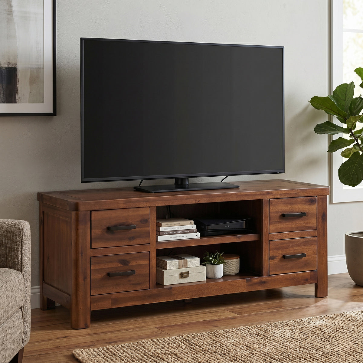 Andorra Acacia Straight TV Unit, alternative room setting