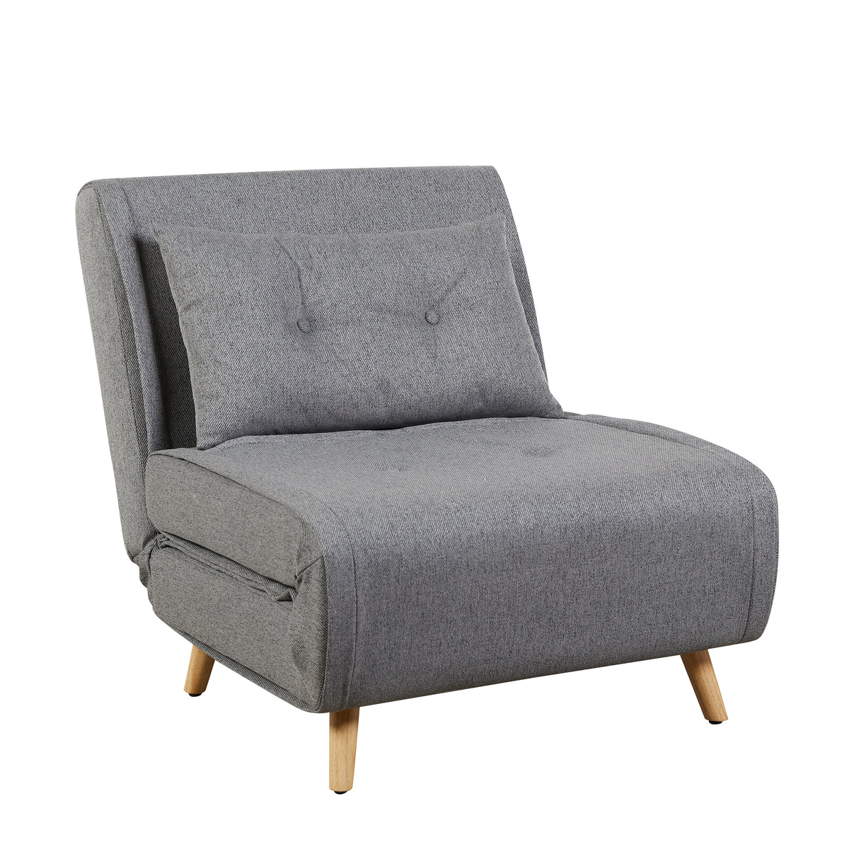 Freya Grey accent chair bed, angled view