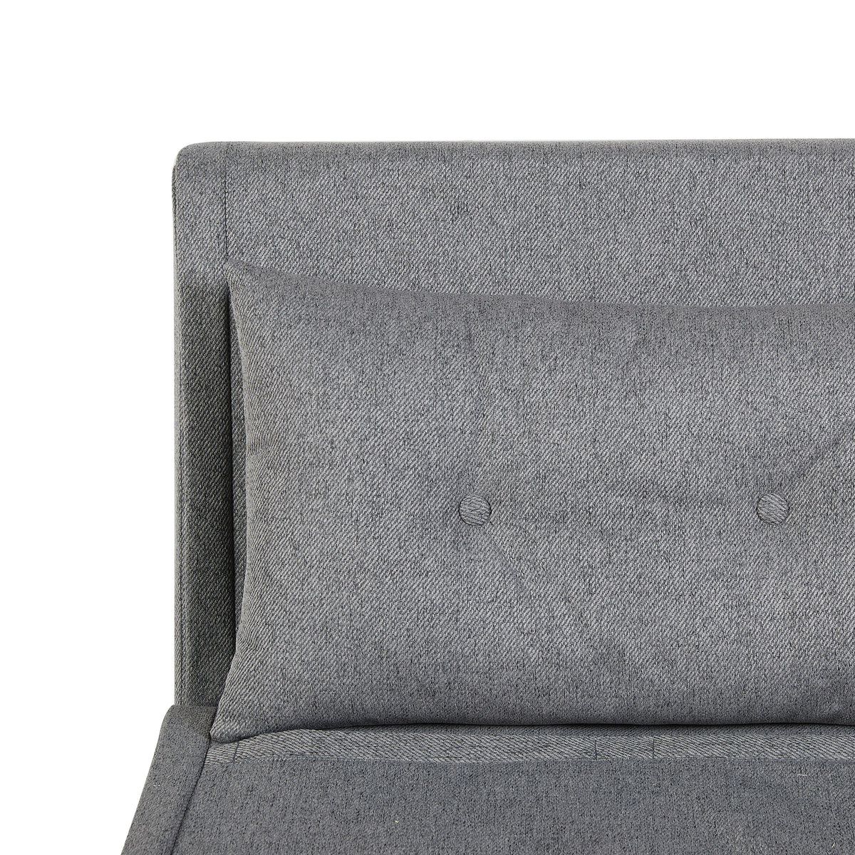 Freya Grey accent chair bed, buttoned cushion detail