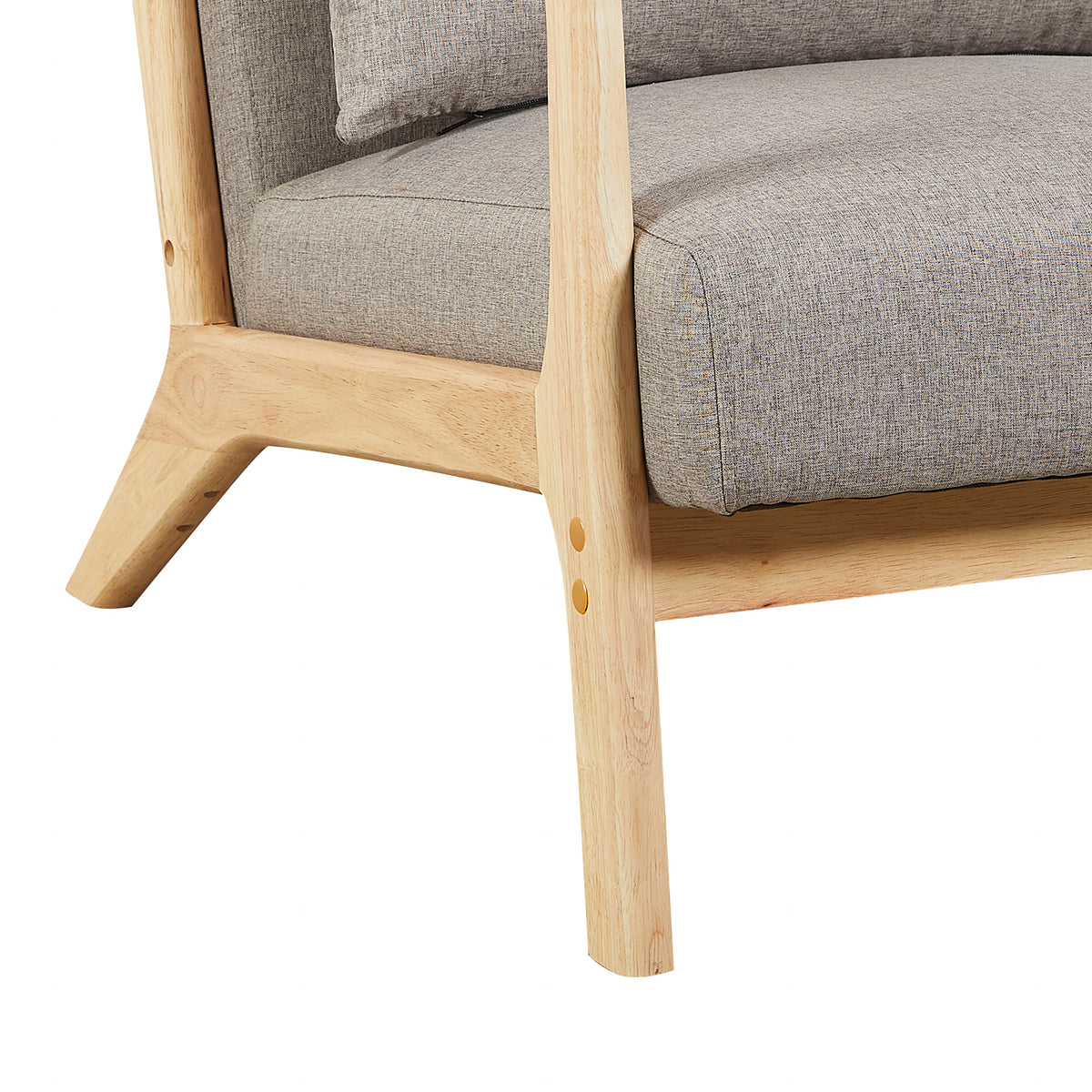 Hadley Stone Linen accent chair, arm and leg detail
