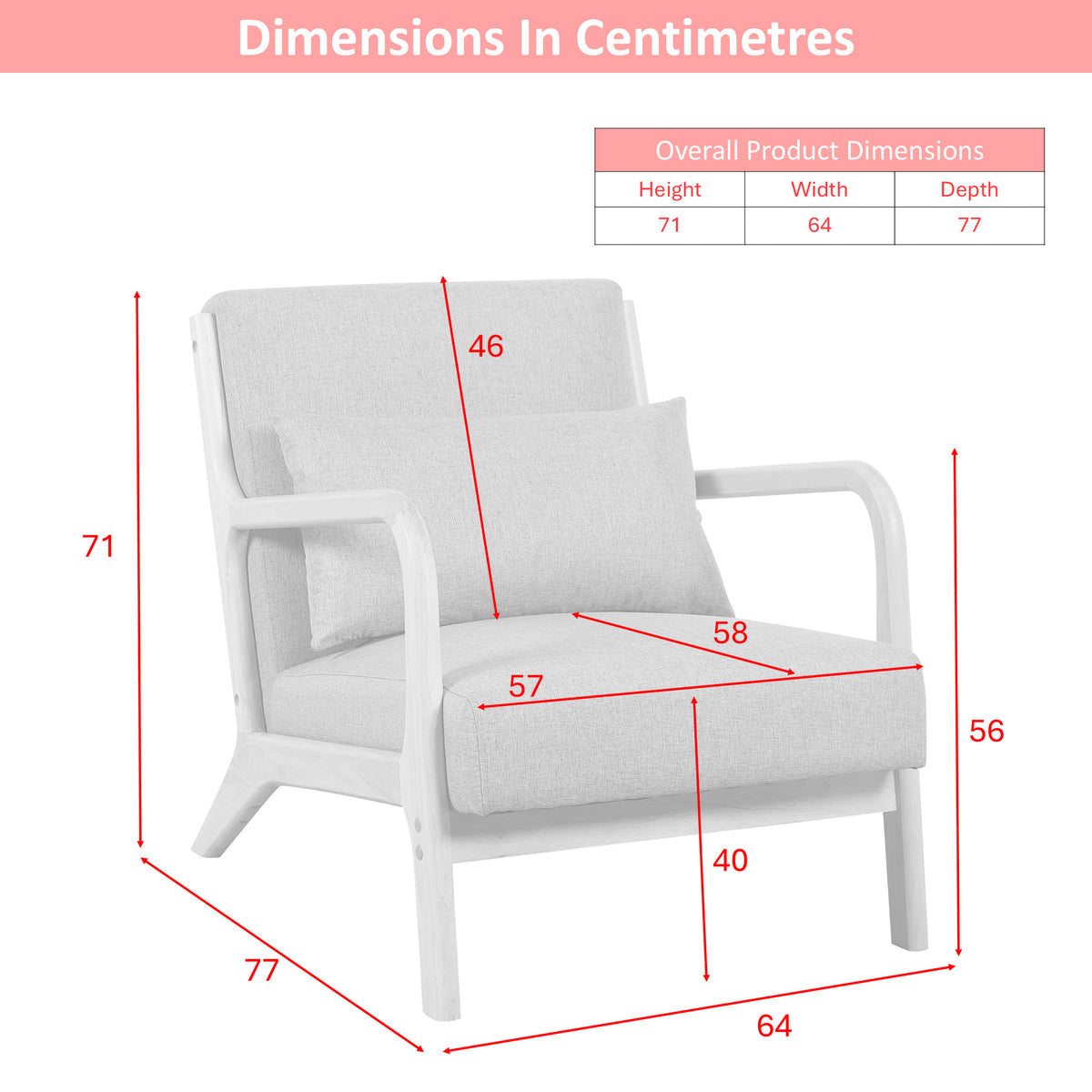 Hadley Stone Linen accent chair, dimensions