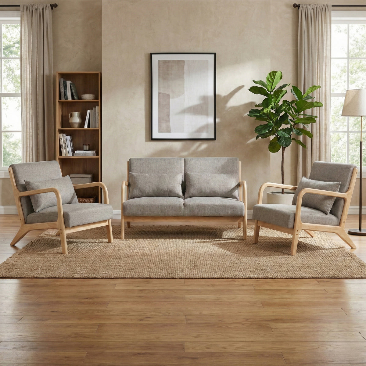 Hadley Stone Linen range, range lifestyle with sofa and separately sold accent chairs