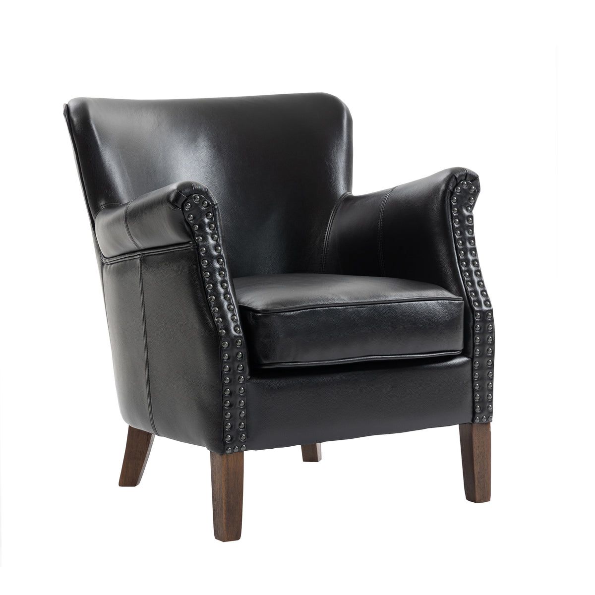 Harlow Black Leather Air armchair, angled