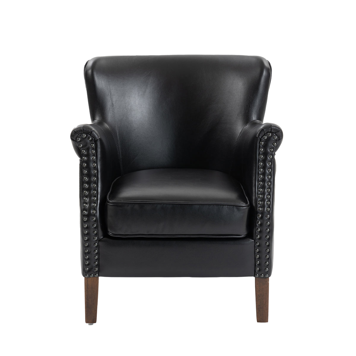 Harlow Black Leather Air armchair, front
