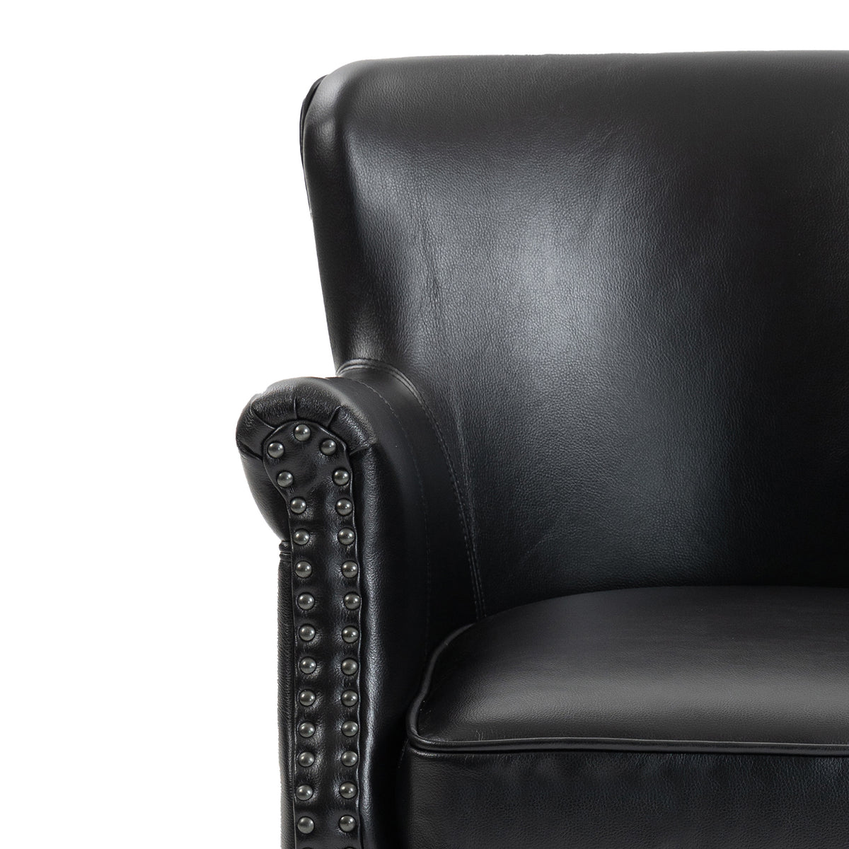 Harlow Black Leather Air armchair, upholstery detail