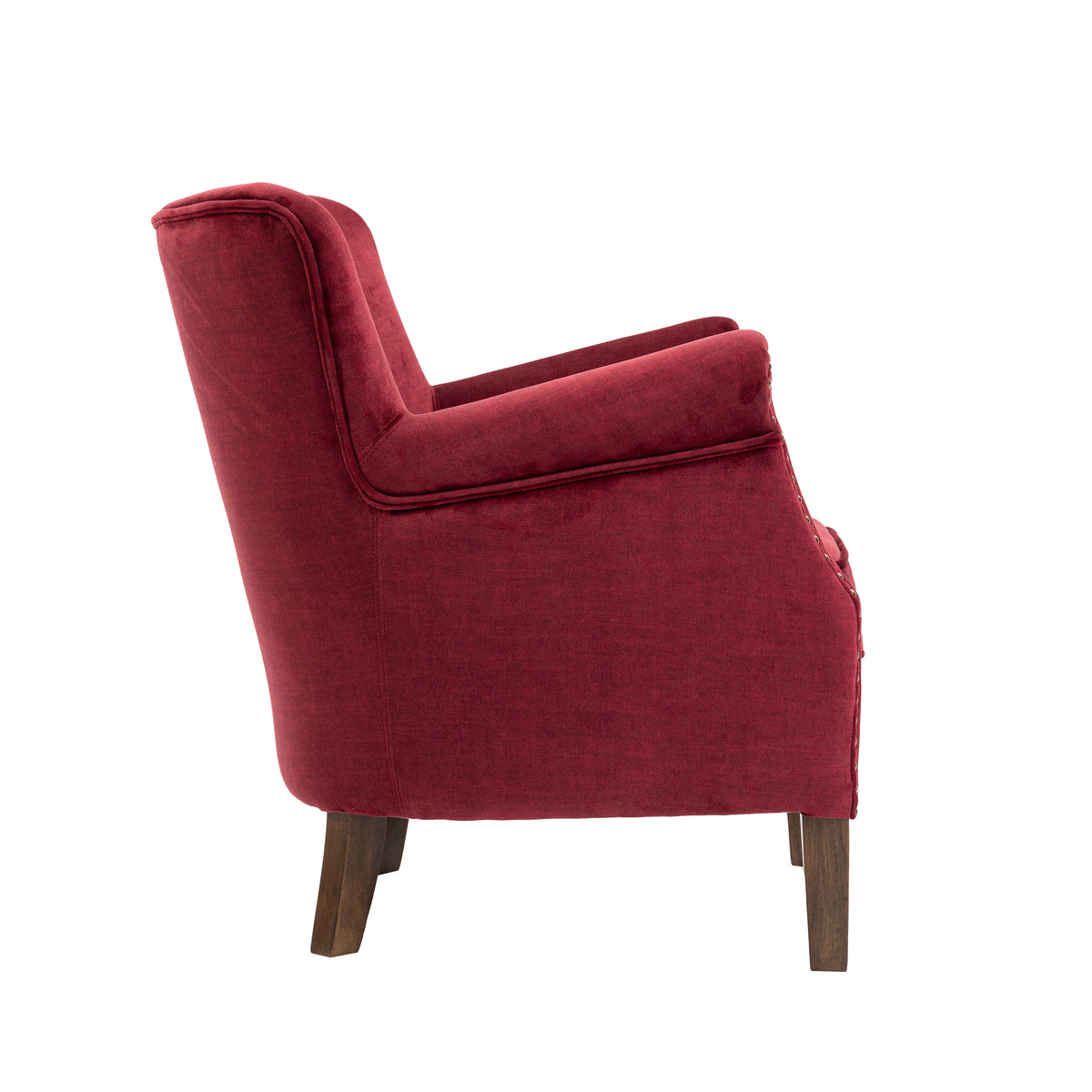 Harlow Bordeaux fabric armchair, side