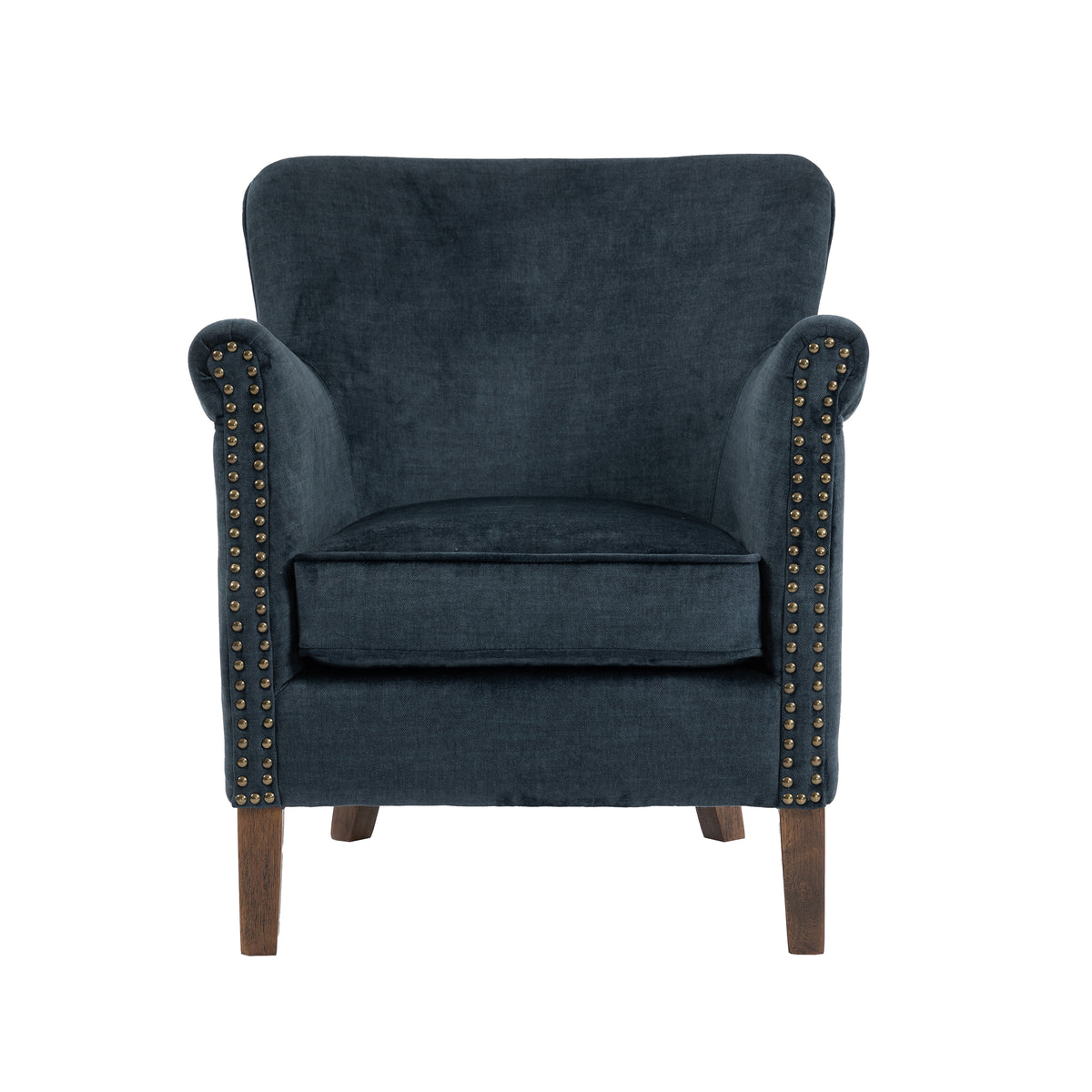 Harlow Deep Ocean fabric armchair, front