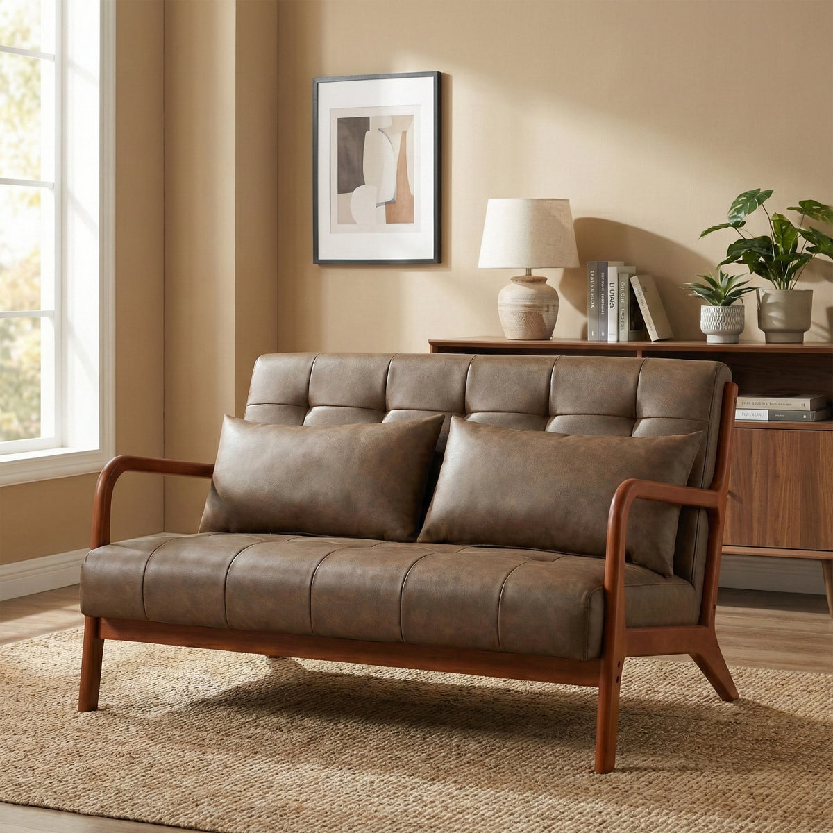 Juniper Brown PU 2 seater sofa, alternate lifestyle