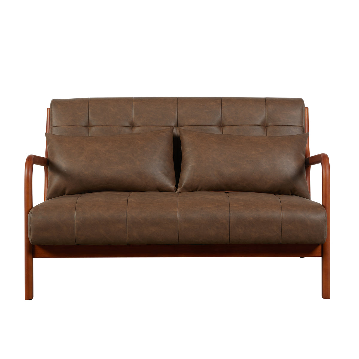 Juniper Brown PU 2 seater sofa, front