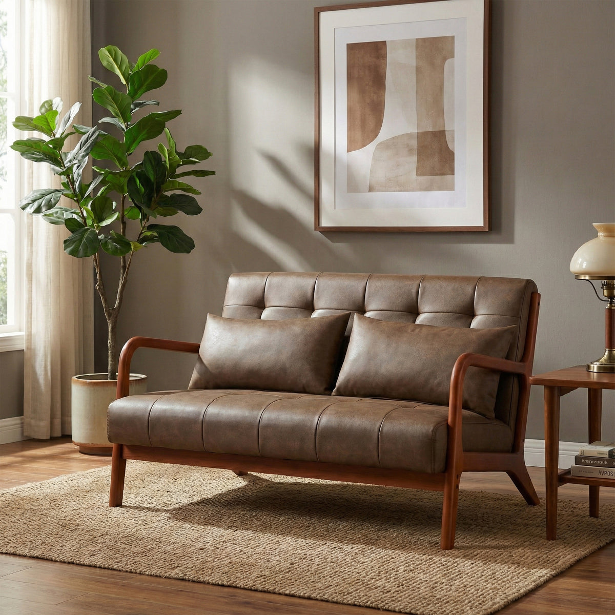 Juniper Brown PU 2 seater sofa, main lifestyle