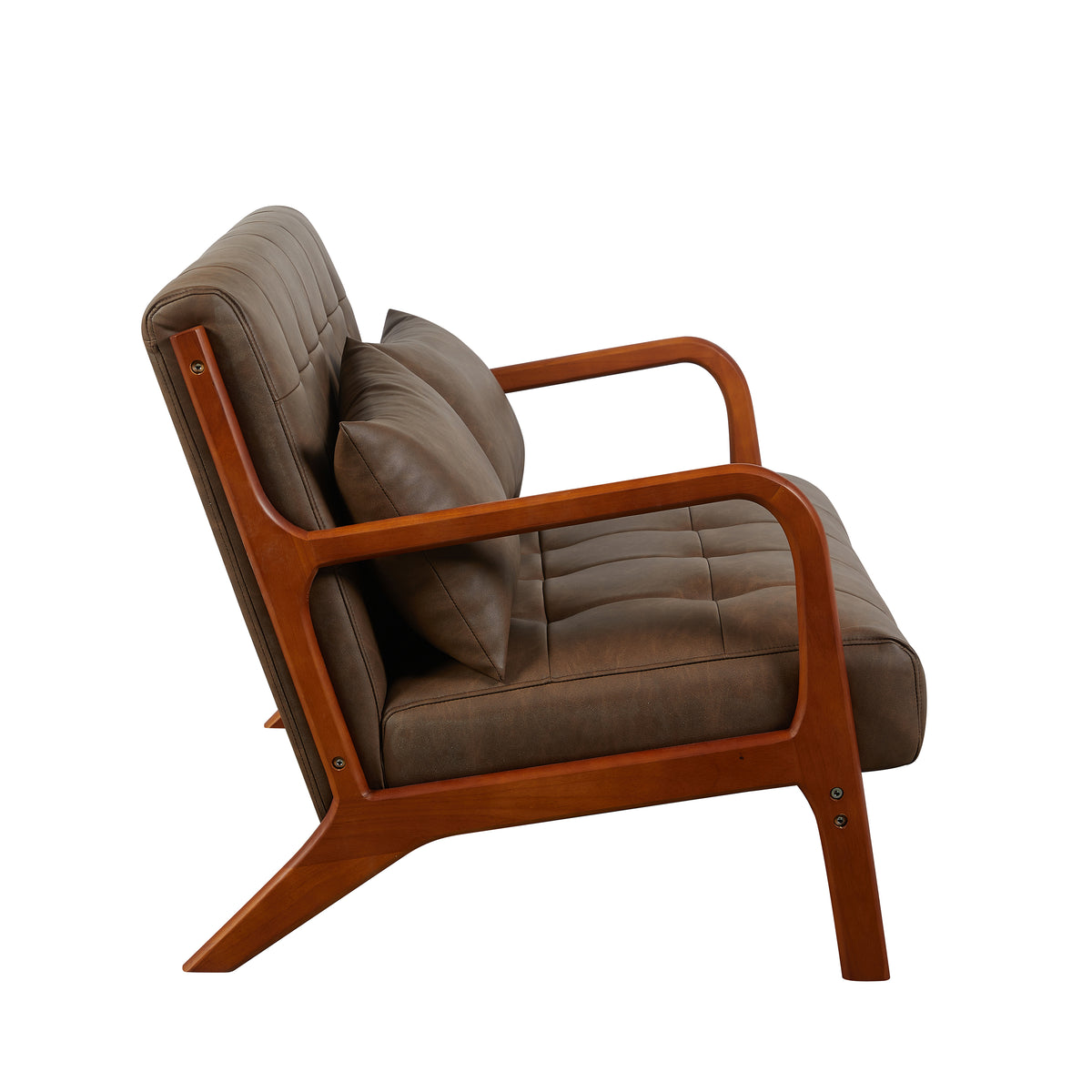 Juniper Brown PU 2 seater sofa, side