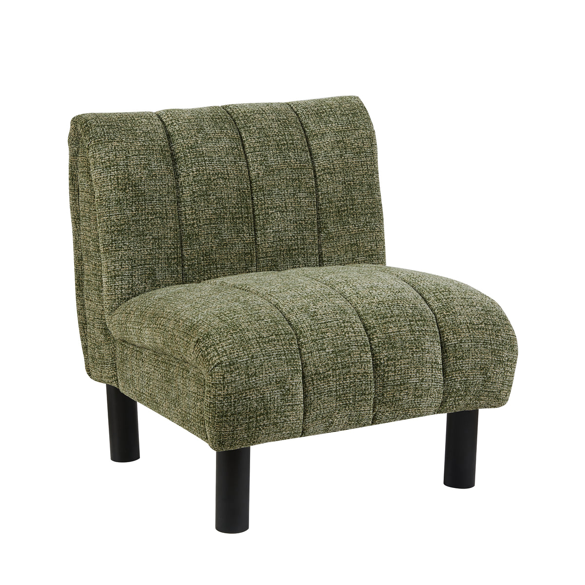Lily Green fabric accent chair, angled
