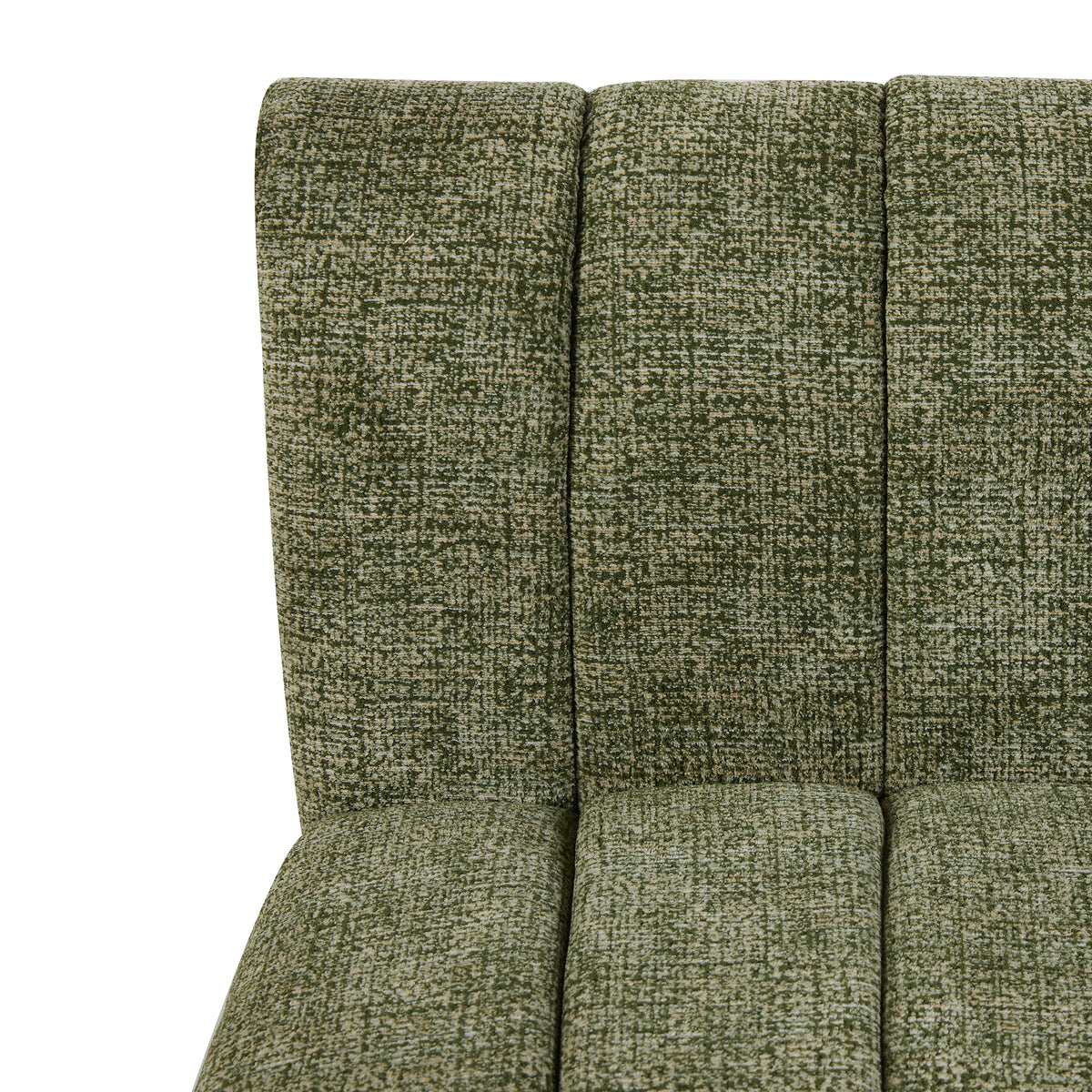 Lily Green fabric accent chair, channel stitching detail