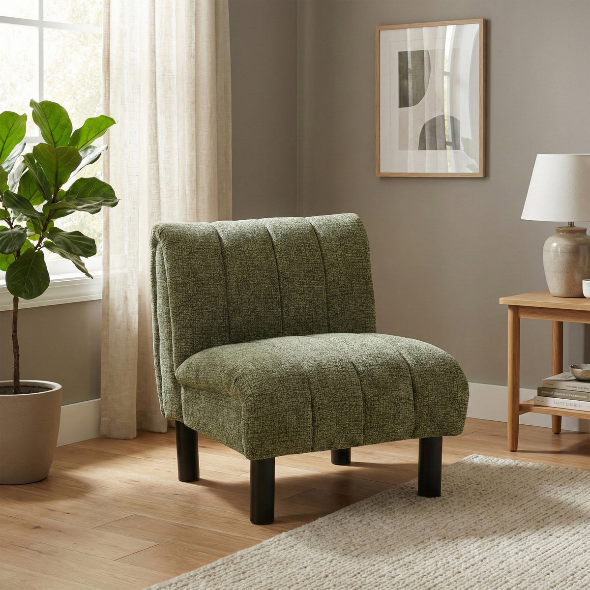 Lily Green fabric accent chair, main lifestyle