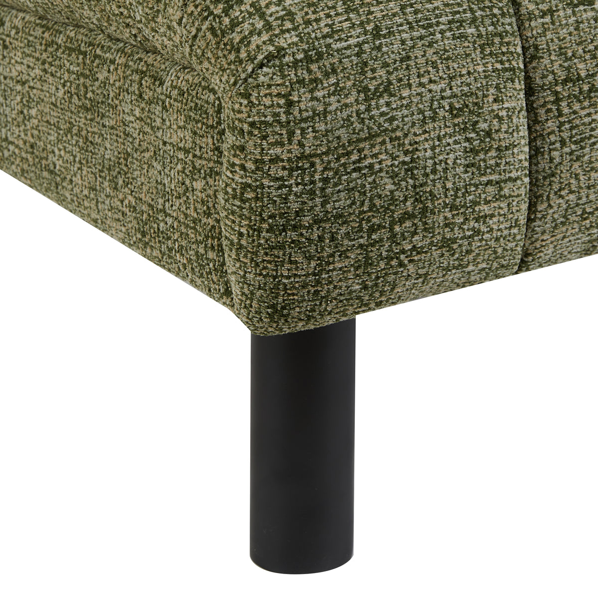 Lily Green fabric accent chair, upholstery and leg detail