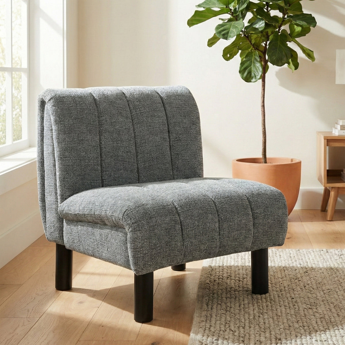 Lily Grey fabric accent chair, main lifestyle