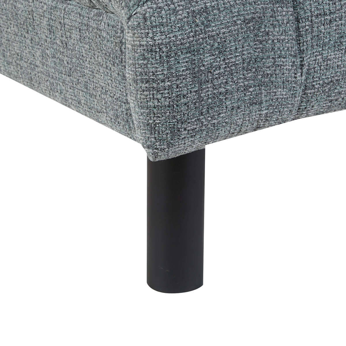 Lily Grey fabric accent chair, upholstery and leg detail