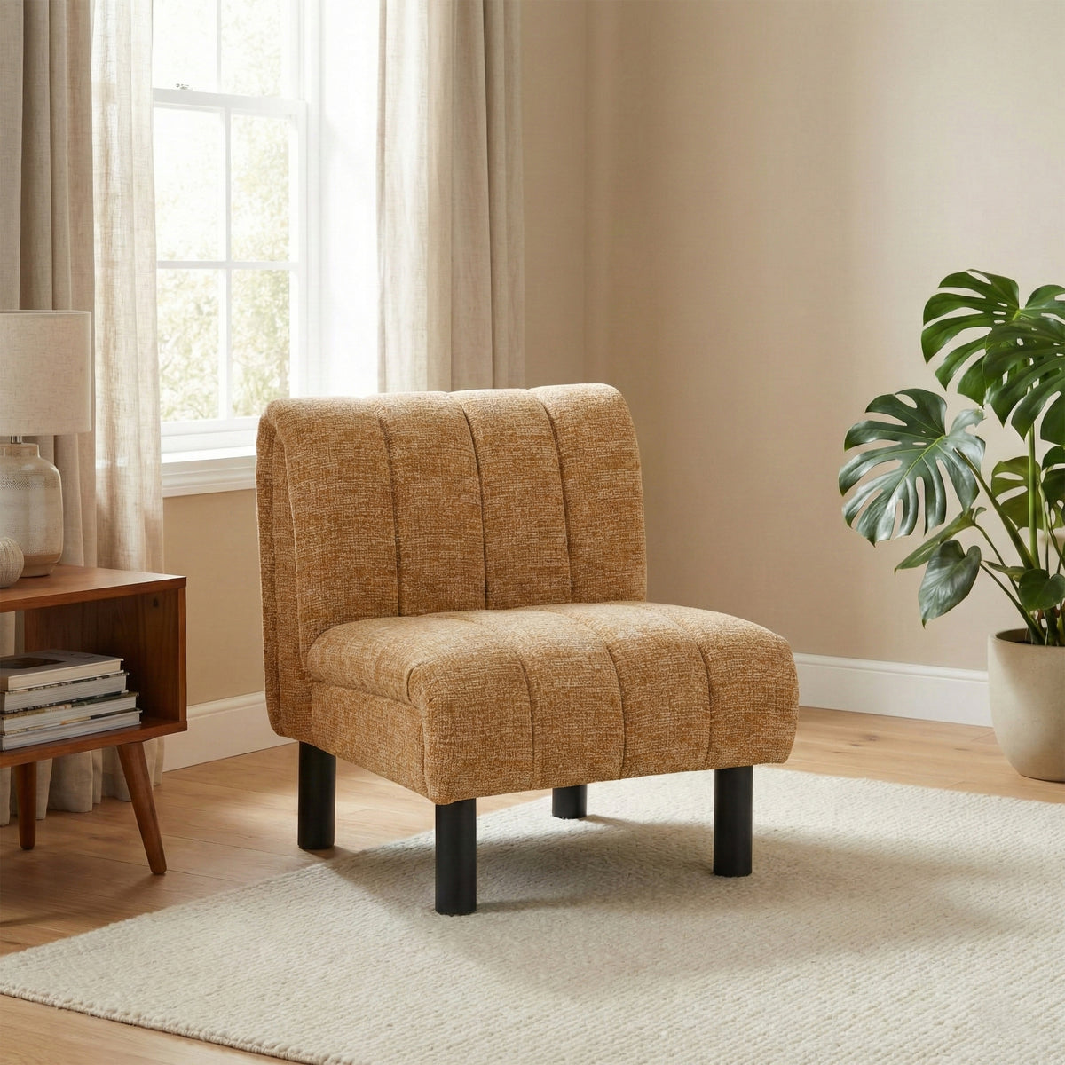 Lily Mustard fabric accent chair, alternate lifestyle