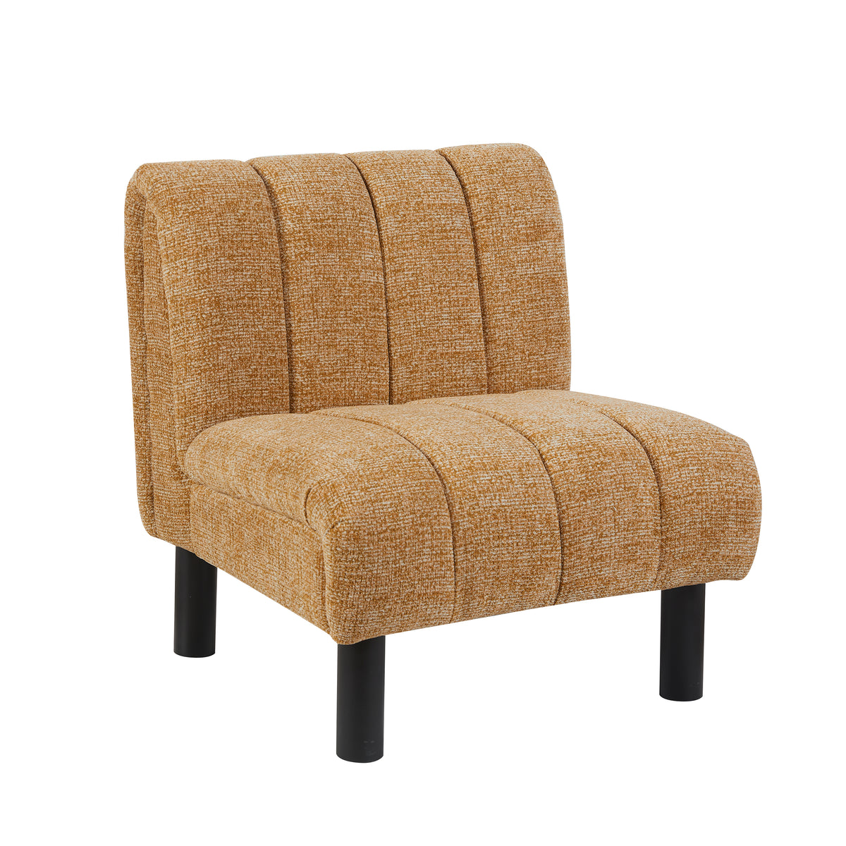 Lily Mustard fabric accent chair, angled