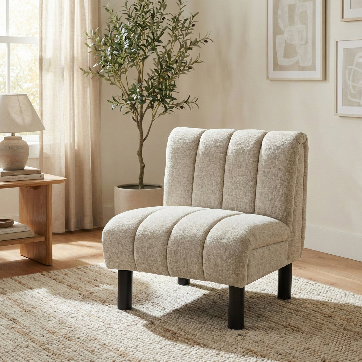 Lily Oatmeal fabric accent chair, alternate lifestyle