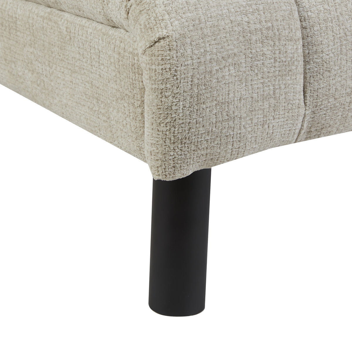Lily Oatmeal fabric accent chair, upholstery and leg detail
