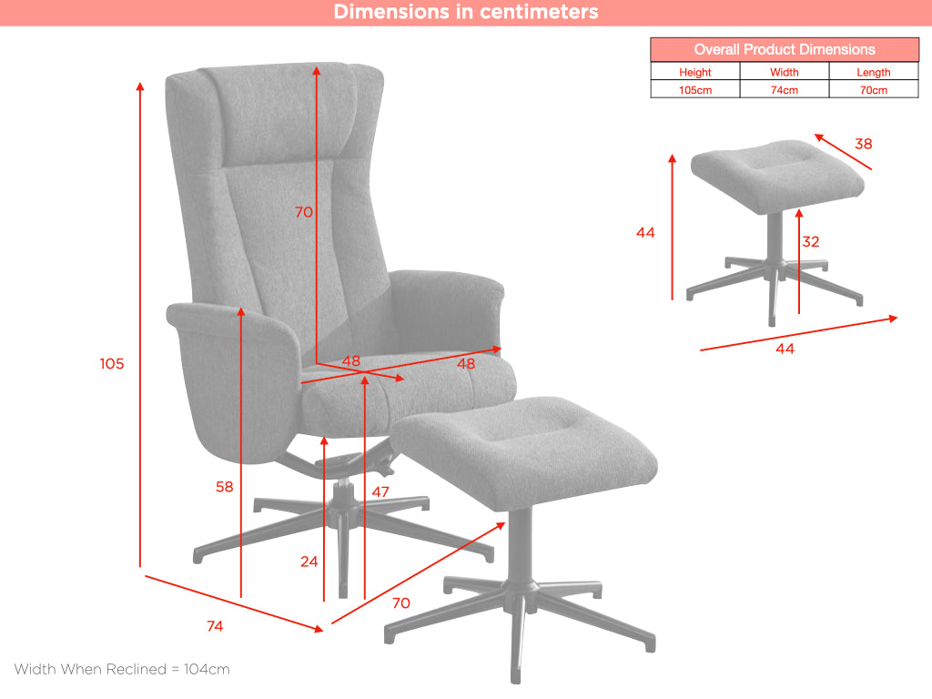 Apero Manual Push-Back Swivel Chair with Stool