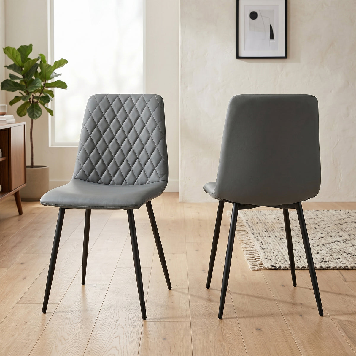 Argenta Dark Grey dining chair pair in a room setting