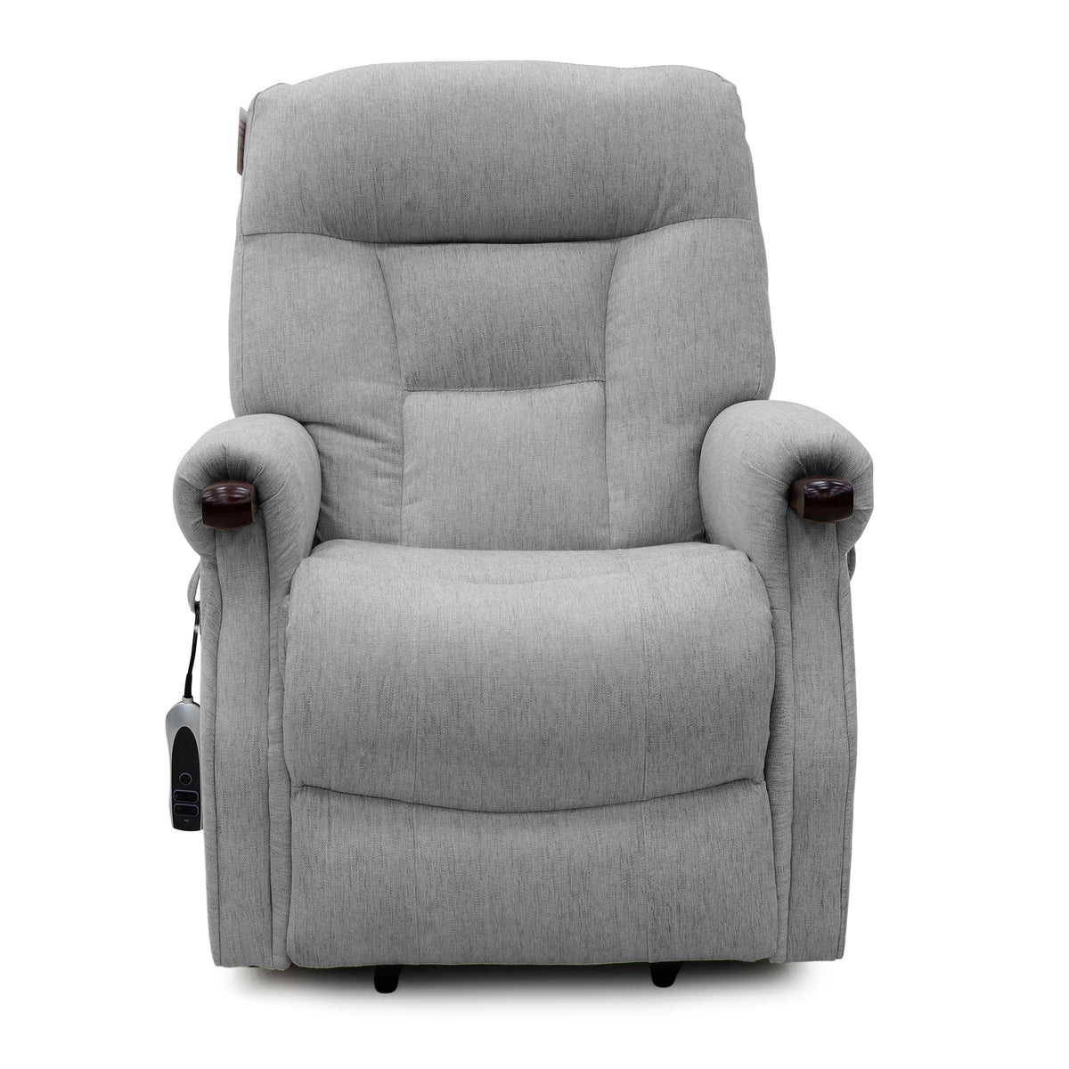 Astoria Silver fabric dual motor lift-and-tilt chair front view