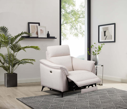 Austin Electric Recliner Fabric Armchair – White