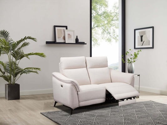 Austin Electric Recliner 2 Seater Fabric Sofa – White