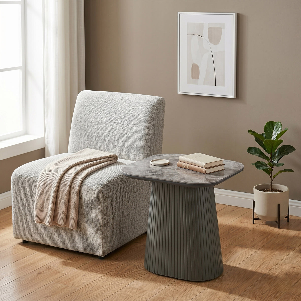 Barletta end table styled in a living room